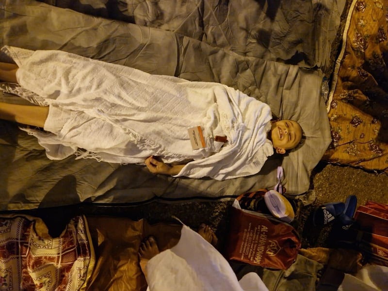  Mohammed sleeping under the stars in Muzdalifah.