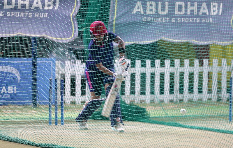 Esha Oza bats during training. Pawan Singh / The National