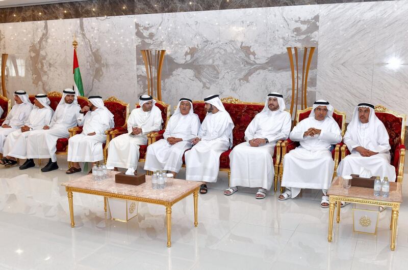 His Highness Sheikh Mohammed bin Rashid Al Maktoum, the Vice President, Prime Minister of UAE and Ruler of Dubai, has offered condolences to Member of the Federal Supreme Council and Ruler of Ras Al Khaimah His Highness Sheikh Saud bin Saqr Al Qasimi on the death of his uncle Sheikh Hamad bin Mohammed Al Qasimi. Courtesy Dubai Media Office / Wam