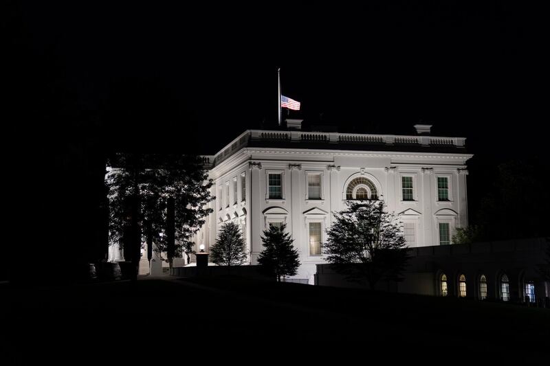 The flag at the White House flies at half-mast on September 18, 2020 after the Supreme Court announced that Justice Ruth Bader Ginsburg had died. AP Photo