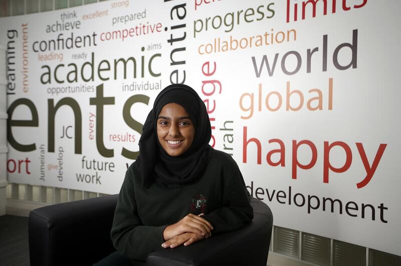 Jumeirah College student Saarah Munshi won a Gems Education competition. Chris Whiteoak for The National