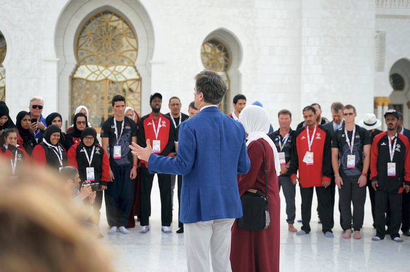 In solidarity with the victims of the terrorist act, a New Zealand delegation participating in the Special Olympics visits Sheikh Zayed Mosque. WAM