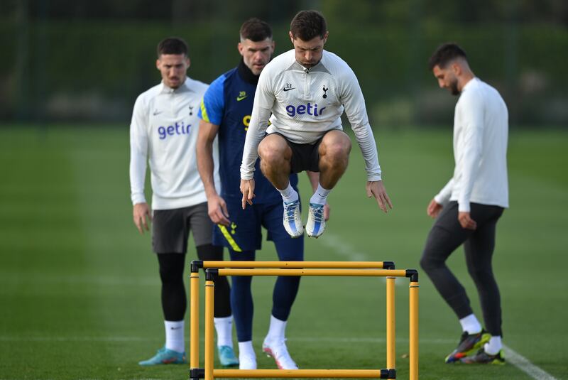 Spurs defender Ben Davies during training. Getty