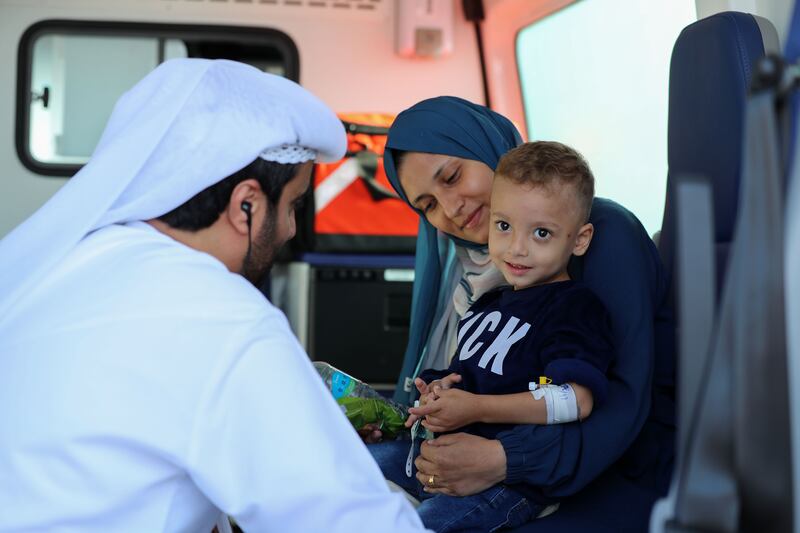 Injured children were brought to Abu Dhabi International Airport 