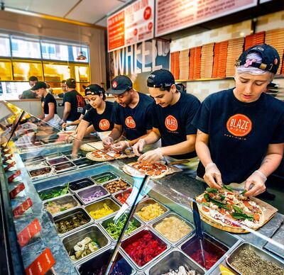Blaze Pizza has an assembly line format which allows diners to choose their toppings