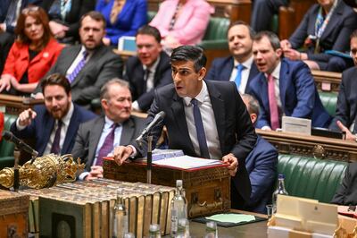 British Prime Minister Rishi Sunak during Prime Minister's Questions at the House of Commons in London. EPA