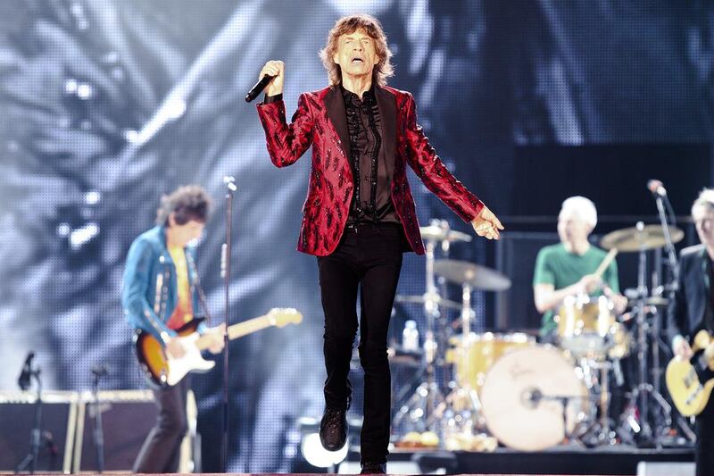 Lead singer Mick Jagger was as flamboyant as ever and he impressed the crowd with his knowledge of the UAE. Lee Hoagland / The National