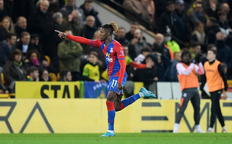 Premier League Goal of Month - February: Wilfried Zaha (Crystal Palace) Ivorian curled superb finish into far-right corner of net against Norwich at Carrow Road. Getty