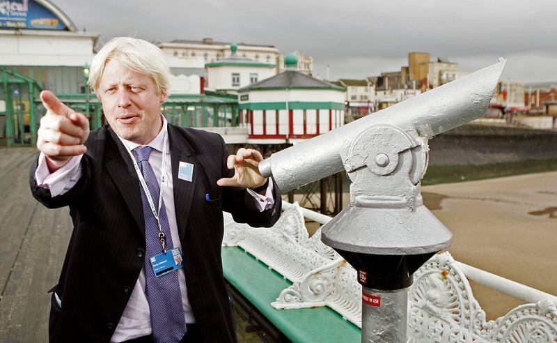 Boris Johnson on the North Pier in Blackpool during the Conservative Party conference there in October 2005. Getty Images