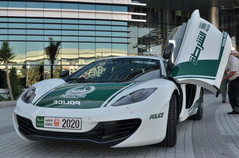 Dubai’s Police Chief, Major General Khamis Al Mazeina, has revealed the force’s newest luxury security patrol car – the McLaren MP4-12C. Courtesy Dubai Police