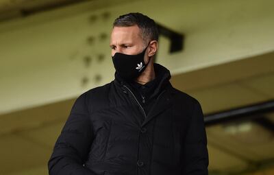 BURSLEM, ENGLAND - OCTOBER 17: Ryan Giggs co owner of Salford City and Wales manager look on in the stands during the Sky Bet League Two match between Port Vale and Salford City at Vale Park on October 17, 2020 in Burslem, England. Sporting stadiums around the UK remain under strict restrictions due to the Coronavirus Pandemic as Government social distancing laws prohibit fans inside venues resulting in games being played behind closed doors. (Photo by Nathan Stirk/Getty Images)