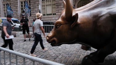 The Wall Street Bull near the New York Stock Exchange. AFP