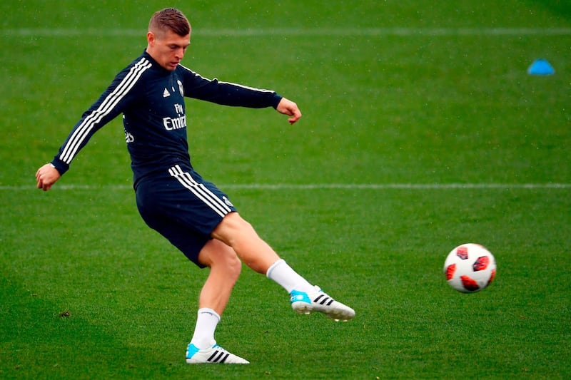 Real Madrid midfielder Toni Kroos attends a training session. AFP