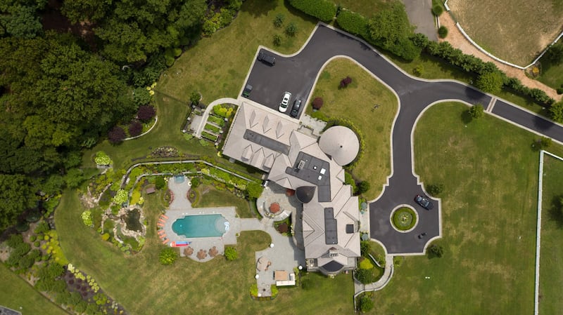 An aerial view of the sprawling estate. Courtesy Douglas Elliman Realty