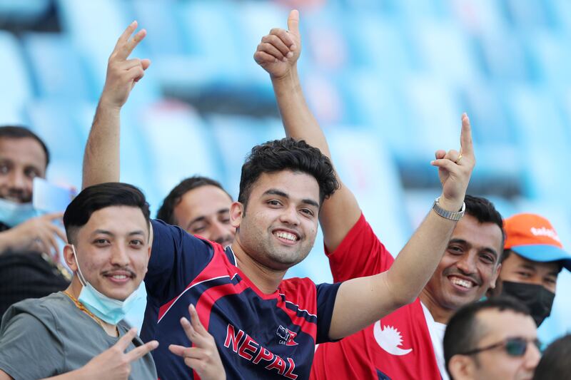 Nepal fans cheer on their side against UAE.