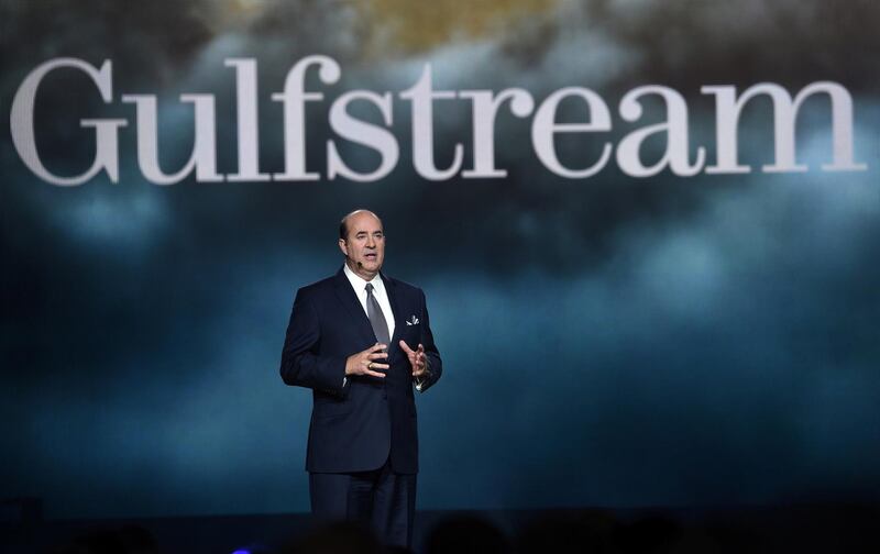 Gulfstream Aerospace Corp. President Mark Burns speaks during the unveiling of the company's new G700 business jet during a news conference at the National Business Aviation Association exhibition in Las Vegas, Nevada, US. Reuters