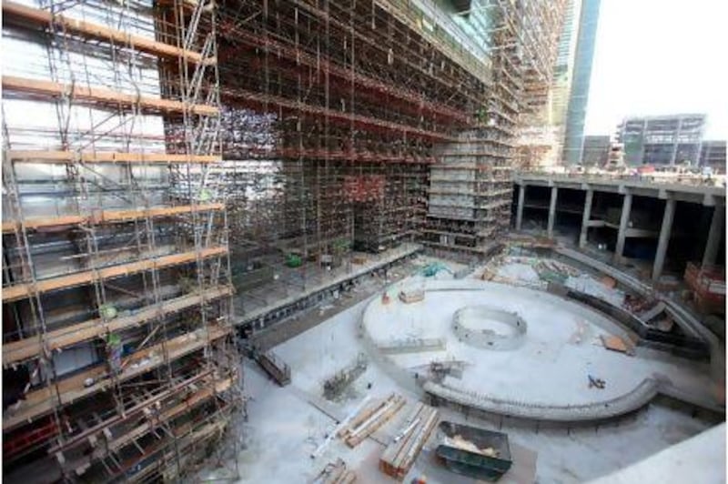 Construction progressing this month on Abu Dhabi's new exchange building on Sowwah Island.