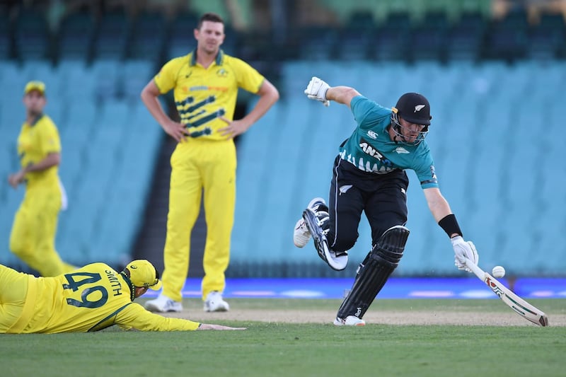 Australia's Steve Smith tries to run out New Zealand's Martin Guptill in Sydney earlier this month. EPA