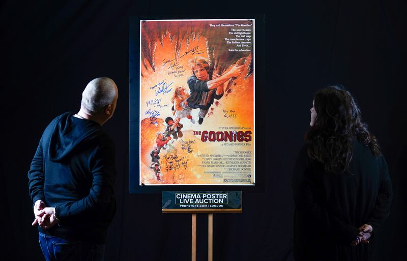 A poster of the film, featuring the autographs of the cast, at an auction house in Hertfordshire, the UK, in February 2022.