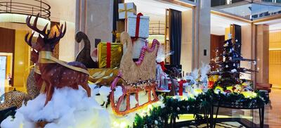 H Dubai has also built a 60kg reindeer sleigh from chocolate 