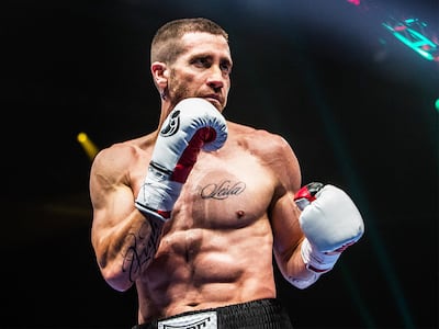 This photo provided by The Weinstein Company shows Jake Gyllenhaal as Billy Hope, in the film, Southpaw - The movie releases in the U.S. on July 24, 2015.  (Scott Garfield/The Weinstein Company via AP)
 *** Local Caption ***  P.45-Southpaw.jpg