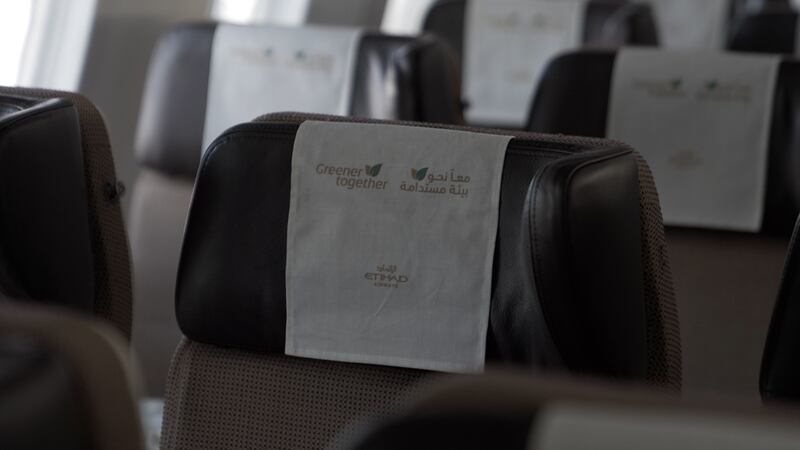 Etihad's eco-flight trialled ways to make flying more sustainable by including plastic-free in-flight products