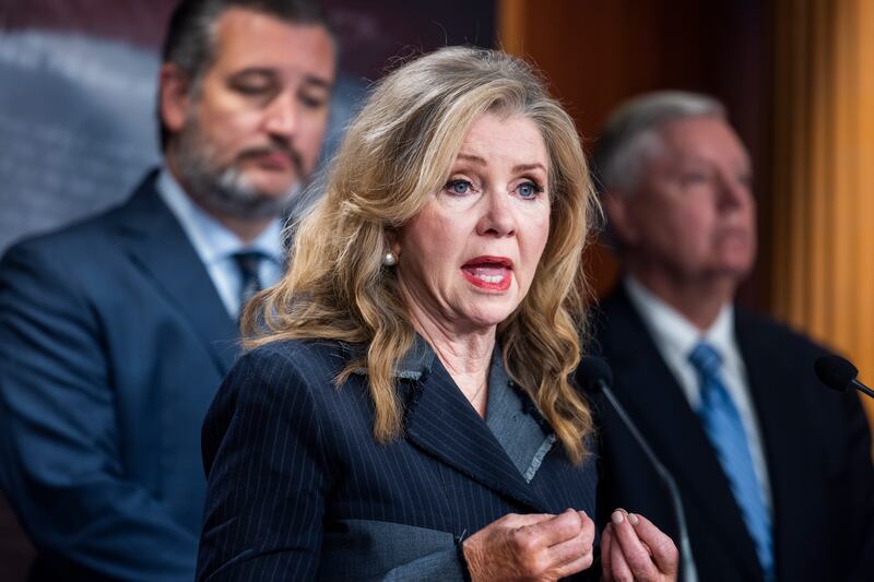 Senator Marsha Blackburn, pictured in April, landed in Taipei after visiting the Solomon Islands and Papua New Guinea. EPA