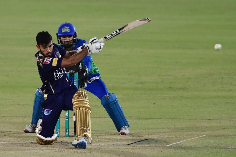 Quetta Gladiators' Usman Khan plays a shot against Multan Sultans. AFP