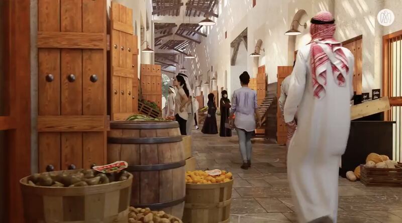 A screengrab of a video showing renderings of a planned new seasonal market in Mina Zayed. Courtesy: Abu Dhabi Government Media Office