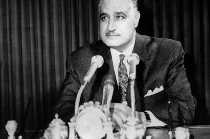 Egyptian President Gamal Abdel Nasser adresses the Egyptian people during a radio speech to announce free elections to elect a new Parliament and the liberalization of the regime 31 March 1968.