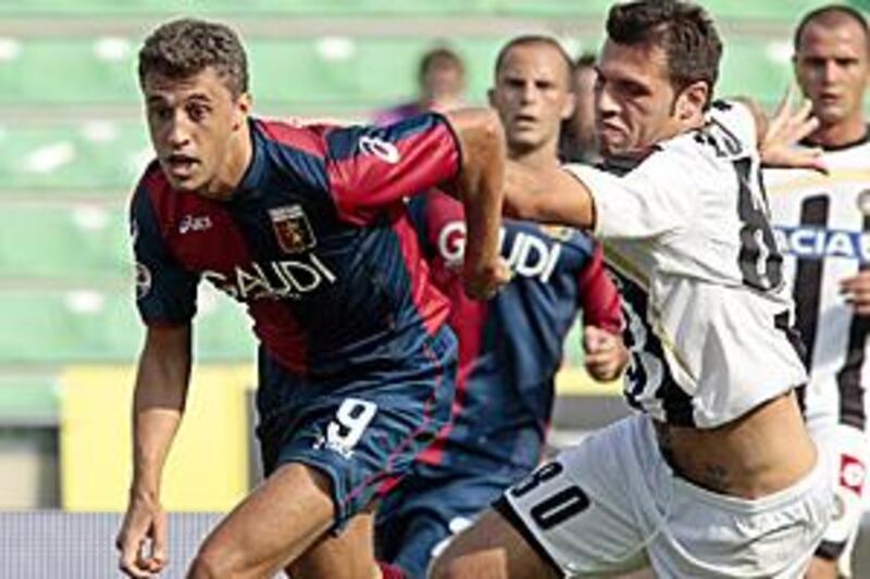 Hernan Crespo, left, will spearhead the Genoa attack against Valencia tonight.