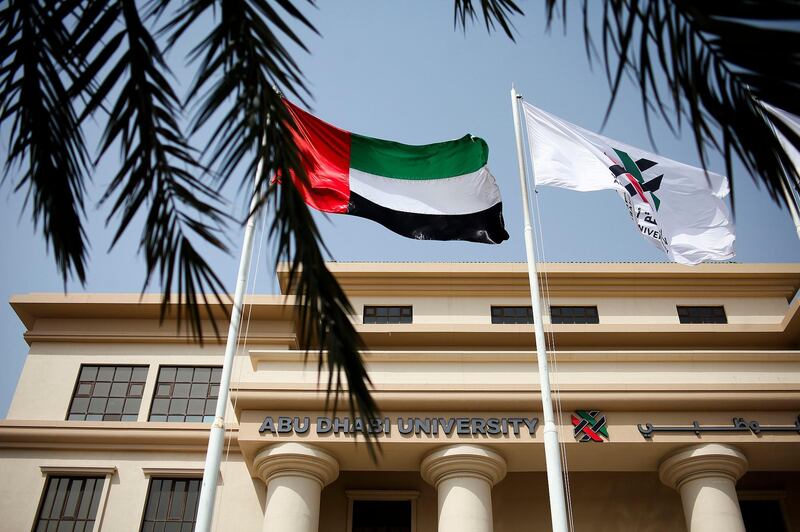 Abu Dhabi, UAE, June 24, 2014:

Abu Dhabi University is expanding very rapidly. Over the past 8 yrs their student body grew form 800 to 6,000. Their graduates enjoy an employment rate of over 90 percent. 

Seen here is the exterior of the campus' main entrance. 
Lee Hoagland/ The National