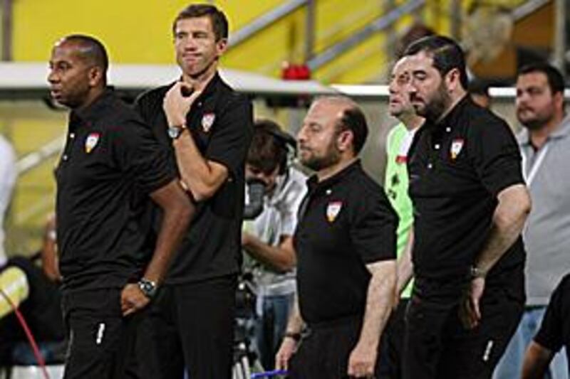 Srecko Katanec, centre, has only lost one game of his five in charge of the UAE. He faces his first match away from home tonight.