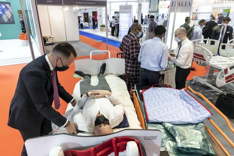 The opening day of Arab Health 2021 at the Dubai World Trade Center on June 21st, 2021. 
Antonie Robertson / The National.
Reporter: Nic Webster for National