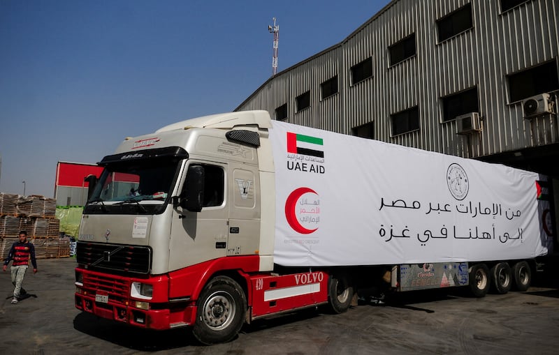 Aid convoy carries humanitarian relief for Gaza. Reuters