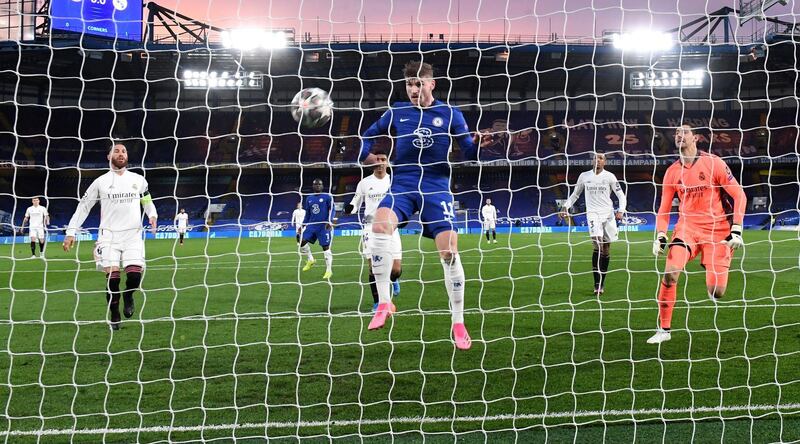 Timo Werner – 7 – Scored his first goal from open play in the Champions League this season with a point-blank header into an open goal. Beyond that vital contribution, his pace and dribbling caused Madrid plenty of problems. Should have scored earlier but strayed offside. EPA