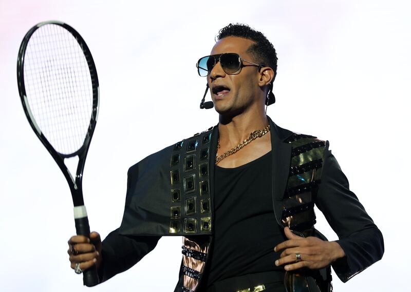 Mohamed Ramadan performed at Dubai's Coca-Cola Arena as part of the World Tennis League. All photos: Chris Whiteoak / The National