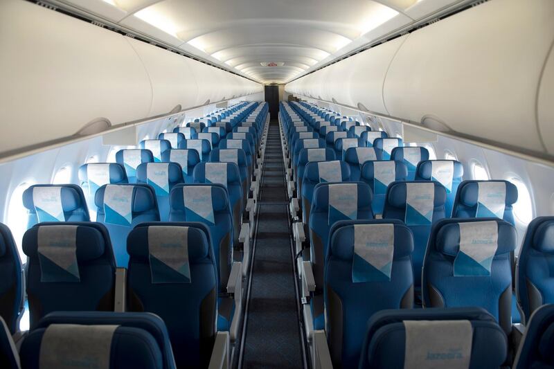 Travellers flying with Jazeera Airways can now book the middle seat beside them to ensure social distancing on flights. Courtesy Jazeera Airways 