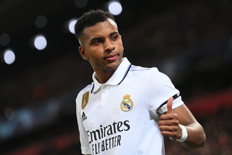 Rodrygo 8: Must have thought Real’s third goal was coming his way on brink of half-time after being teed-up by excellent Vinicius cross only for Robertson to block in style. Helped Real torment Liverpool at the back. Getty