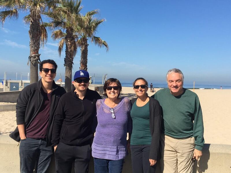 Nada El Sawy with her mother, centre, dad, right and her two brothers in April 2018 in Los Angeles, California, where Nada grew up and where her dad and brothers still live. Courtesy Nada El Sawy