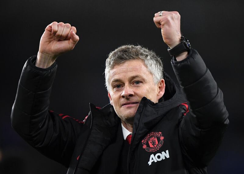 Ole Gunnar Solskjaer celebrates his victory. Getty Images