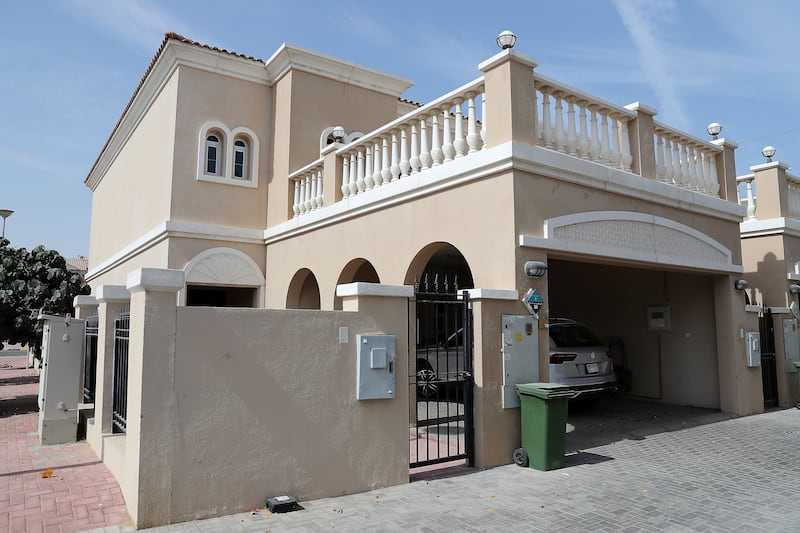 Rebecca Rees's home in JVT, Dubai. She likes townhouse life as 'you don’t need to lug bags in the lift or use a trolley to carry shopping up 20 floors'.