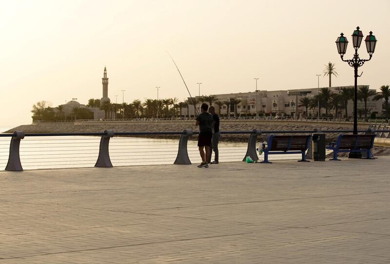 Abu Dhabi, United Arab Emirates, May 2, 2020.  The Abu Dhabi Corniche as the sun sets on Saturday.
Victor Besa / The National
Section:  NA
For:  Standalone / Stock images