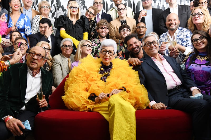 Iris Apfel celebrates her 100th birthday party with 100 friends at Central Park Tower, New York, in September 2021. AFP