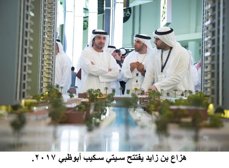 Sheikh Hazza bin Zayed, Vice Chairman of the Abu Dhabi Executive Council, on Tuesday visits the Abu Dhabi Urban Planning Council (UPC) stand at Cityscape Abu Dhabi, and is updated on the progress of the Zayed City project. Wam