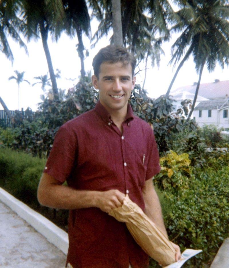 A young Joseph Biden, wearing a casual short-sleeved shirt, pictured in 1967. Twitter