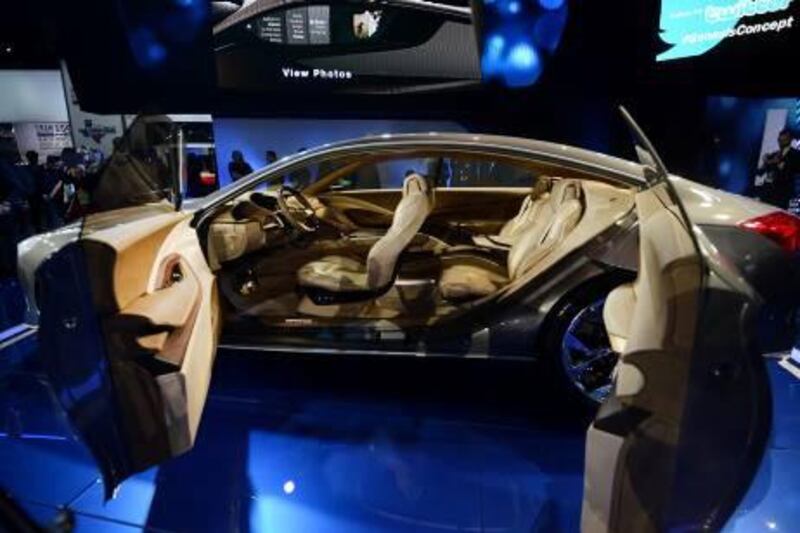 The interior of a Hyundai Motor Co. HCD-14 Genesis concept luxury sedan is seen during the 2013 North American International Auto Show (NAIAS) in Detroit, Michigan, U.S., on Monday, Jan. 14, 2013. The Detroit auto show runs through Jan. 27 and will display over 500 vehicles, representing the most innovative designs in the world. Photographer: Daniel Acker/Bloomberg