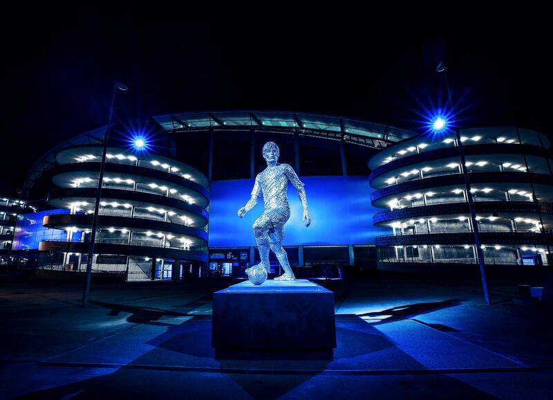 Manchester City unveil a statue of club legend David Silva at the Etihad Stadium. Courtesy Manchester City FC