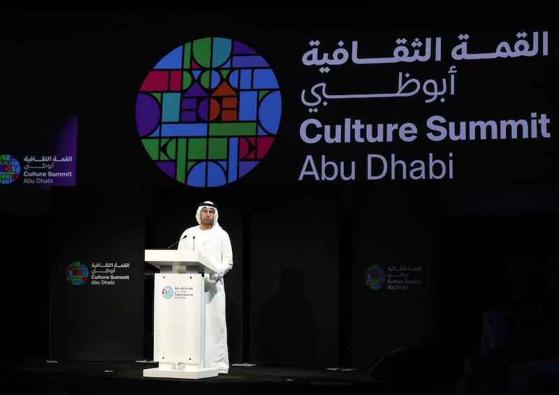 Mohamed Al Mubarak, Chairman of the Department of Culture and Tourism Abu Dhabi, gave the opening address. Chris Whiteoak / The National