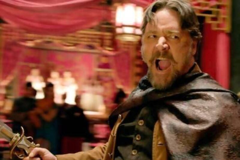Russell Crowe as Jack Knife in The Man with the Iron Fists. AP Photo / Universal Pictures